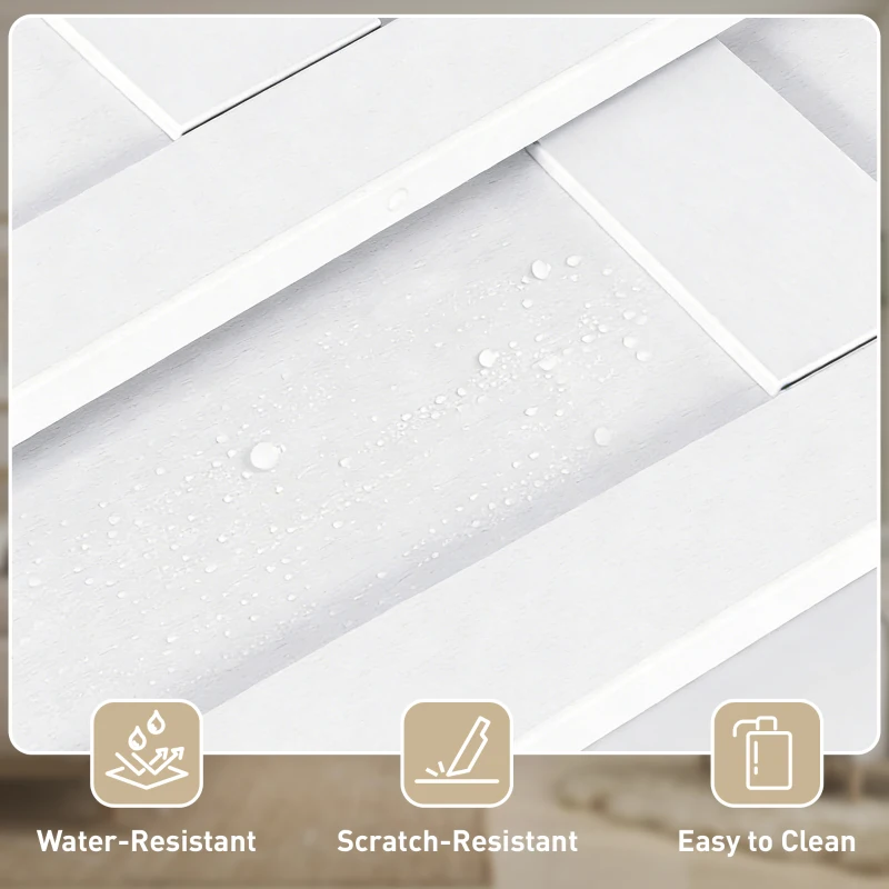 HOMCOM 32"x84" Sliding Barn Door with Hardware Kit, Shaker Style Sliding Door with Handle, Track, Floor Guide, White Wood Grain