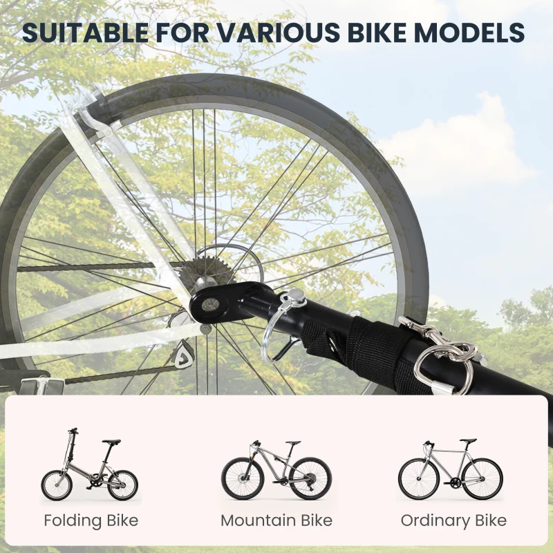 Aosom Bike Trailer, Foldable Bicycle Trailer with16 Inch Pneumatic Tire, Universal Coupler, Foldable Frame and Safe Reflectors Design, Large Load Capacity, Black