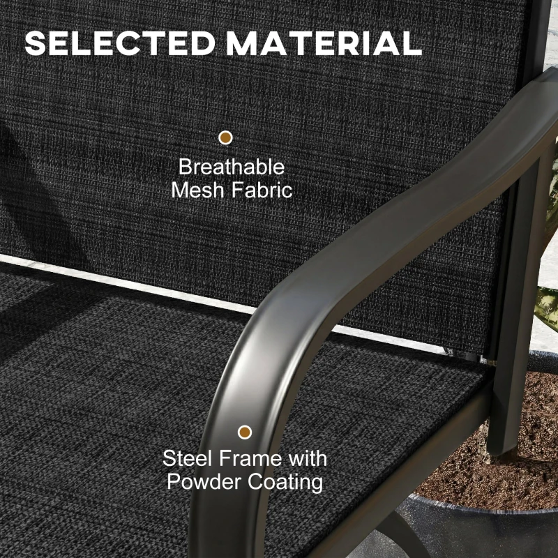 Outsunny Outdoor Bar Stools Set of 2, 360° Swivel Bar Height Chairs, 27.6" x 28.7" x 48.4", Black