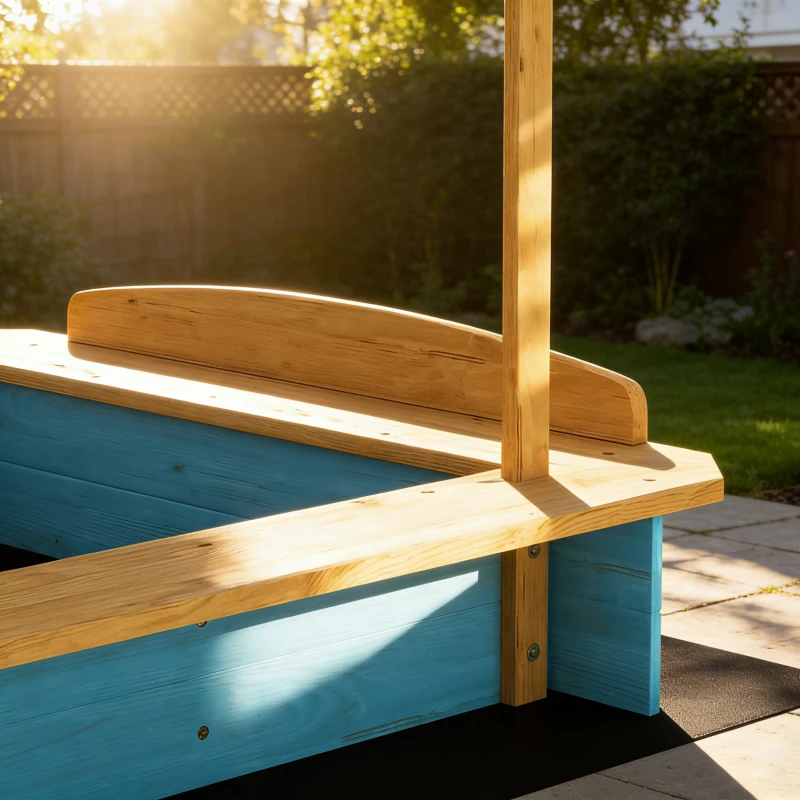 Qaba Wooden Sandbox with Dinosaur Print Canopy Kids Sandbox Outdoor with Bench Seats & 2 Storage Bins