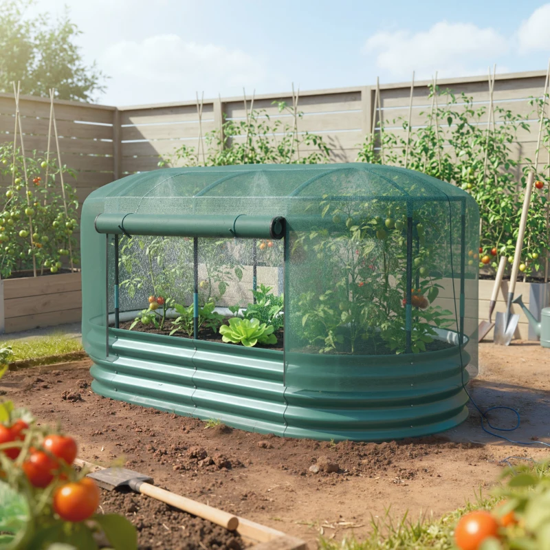 Outsunny Galvanized Raised Garden Bed Kit with Self Watering System, Oval Outdoor Planter Garden Boxes, 6x3ft, Green