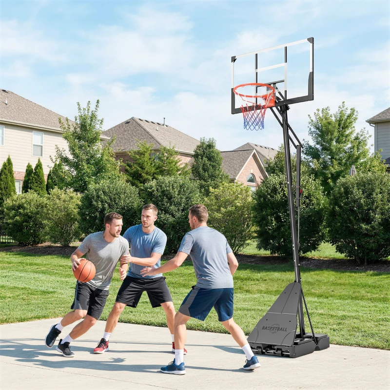 Soozier Portable Basketball Hoop Outdoor, 8-10ft Adjustable Basketball Goal, 47 Inch Shatterproof Backboard, Action Grip