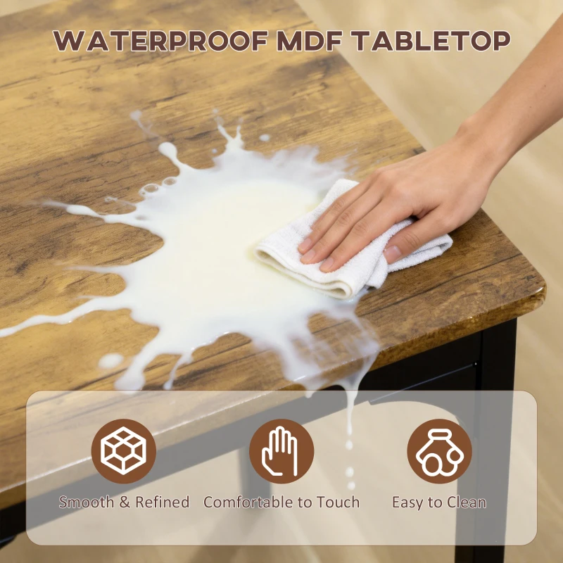 HOMCOM 5-Piece Counter Height Bar Table and Chairs Set, Bar Table with Stools, Kitchen Table 4 Chairs, Rustic Brown