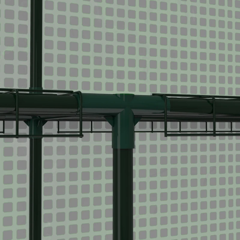 Outsunny Portable Greenhouse, Walk-In Small Outdoor Green House with 2 Tier U-Shaped Flower Rack Shelves, 4.6' x 4.7', Green