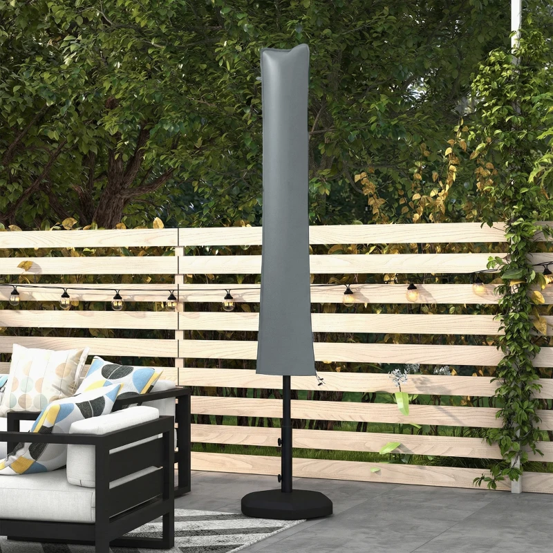 Outsunny Parasol Cover, Patio Cantilever Cover, Banana Umbrella Cover with Zipper, Grey