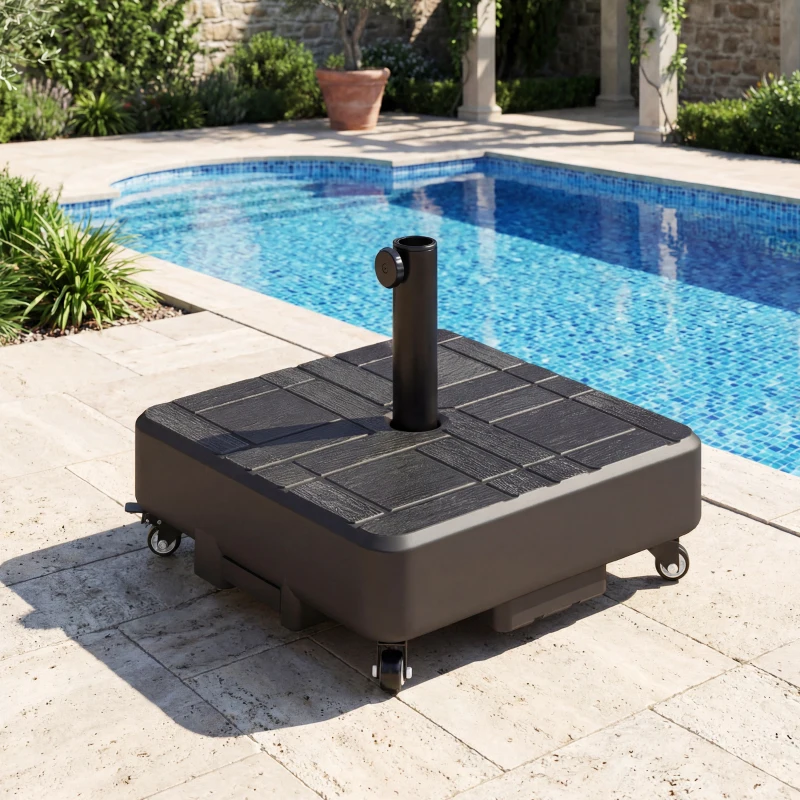 Outsunny Patio Umbrella Base Outdoor Umbrella Stand with Wheels for 1.5"/1.9" Poles