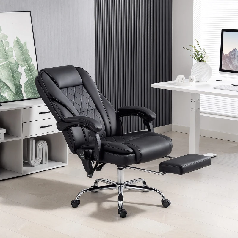 Vinsetto Massage Office Chair, Reclining Computer Chair with Adjustable Height and Footrest, Black
