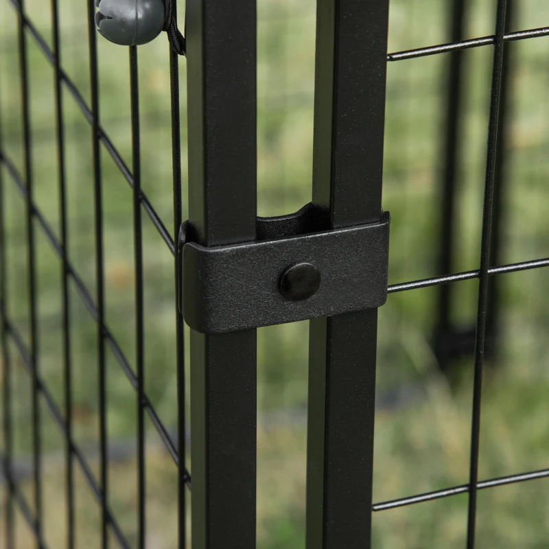 PawHut Outdoor Dog Kennel, Lockable Pet Playpen Crate with Top Cover, Black