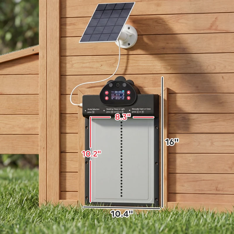 PawHut 2K HD AI Camera Automatic Chicken Coop Door with APP Remote Control, WiFi Solar Powered with 5200 mAh Large Battery