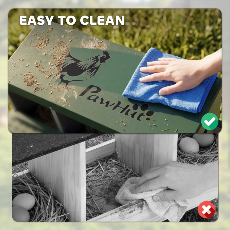 PawHut Chicken Nesting Boxes, 8 Compartment Metal Nesting Boxes for Chickens, Two-Tier Egg Laying Boxes with Vented Holes