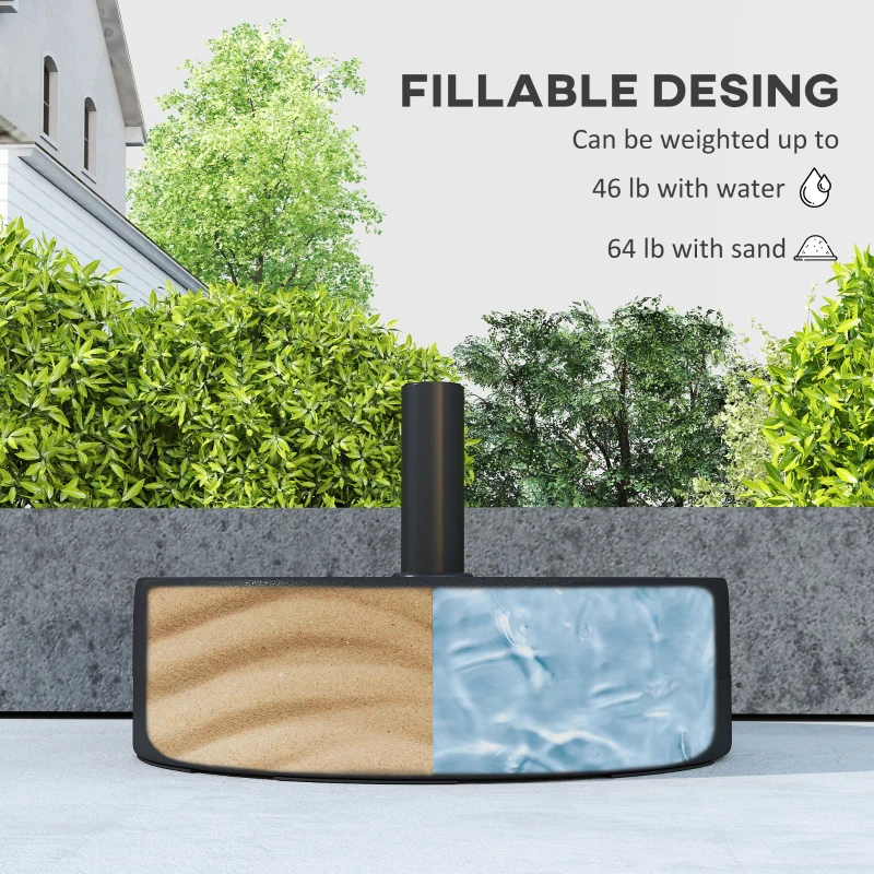Outsunny Fillable Umbrella Base, 20 inch Water Sand Filled Umbrella Stand, Fit 1.5"/1.9" Umbrella Pole