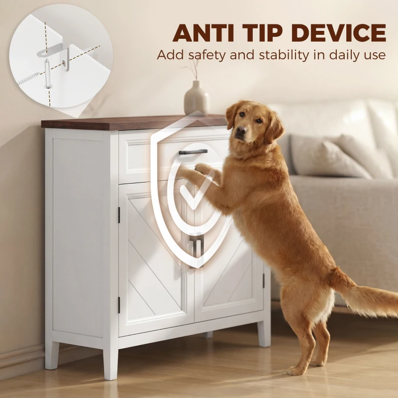 HOMCOM Modern Farmhouse Sideboard Buffet Cabinet with Adjustable Shelf, Storage & 2 Doors