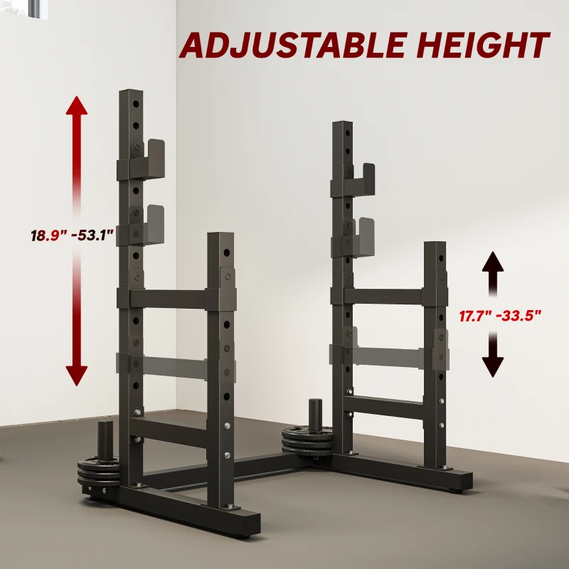 Soozier Adjustable Squat Rack, 660lbs Multi-Functional Bench Press Rack for Weight Lifting Home Gym Strength Training, Black