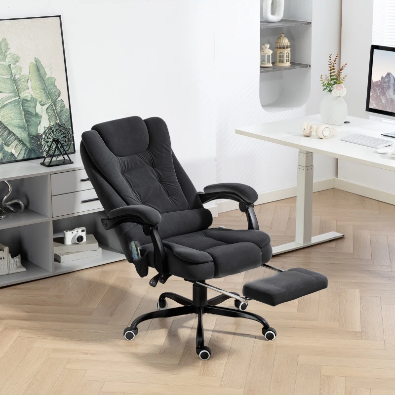 Vinsetto 7-Point Vibrating Massage Chair, Reclining Office Chair with Footrest, Reclining Back, Adjustable Height, Black