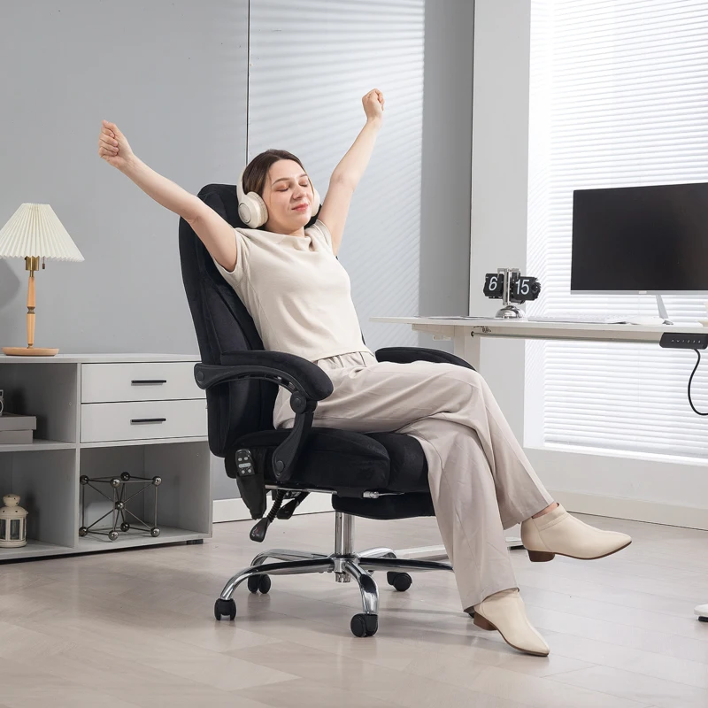 Vinsetto Massage Office Chair, Reclining Computer Chair with Adjustable Height and Footrest, Black