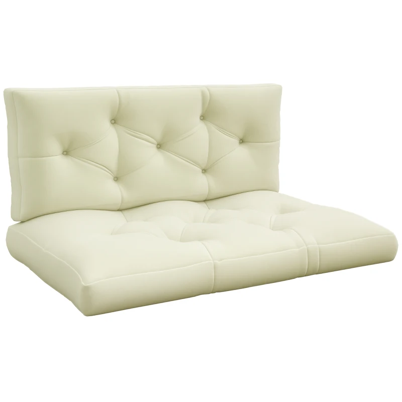 Outsunny 2 Seater 5" Thick Outdoor Seat Cushions with Back Cushion for Pallet, Loveseat Outdoor Furniture Cushions, Cream White