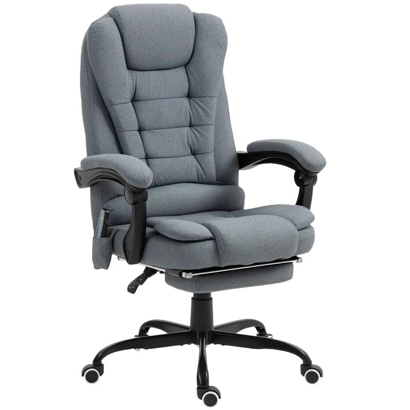 Vinsetto 7-Point Vibrating Massage Chair, Reclining Office Chair with Footrest, Reclining Back, Adjustable Height, Grey