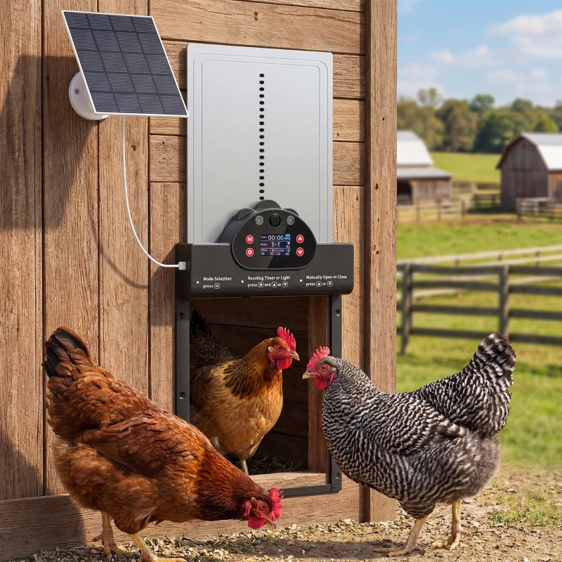 PawHut 2K HD AI Camera Automatic Chicken Coop Door with APP Remote Control, WiFi Solar Powered with 5200 mAh Large Battery