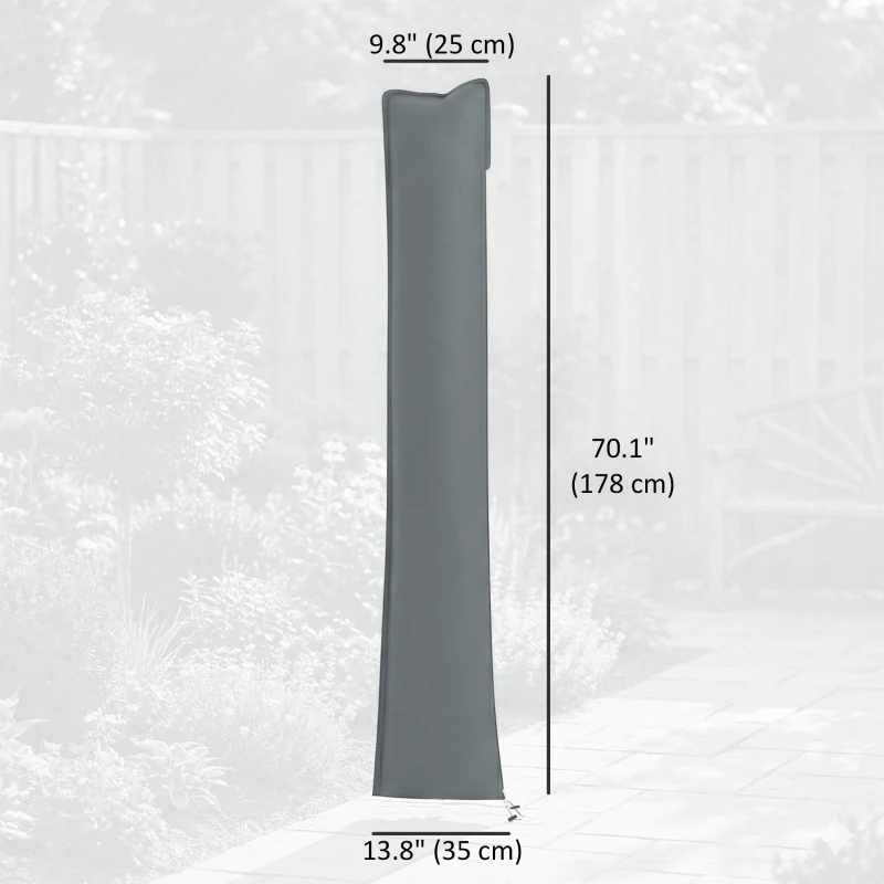 Outsunny Parasol Cover, Patio Cantilever Cover, Banana Umbrella Cover with Zipper, Grey