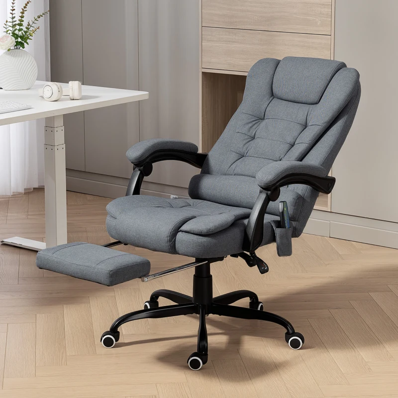 Vinsetto 7-Point Vibrating Massage Chair, Reclining Office Chair with Footrest, Reclining Back, Adjustable Height, Grey