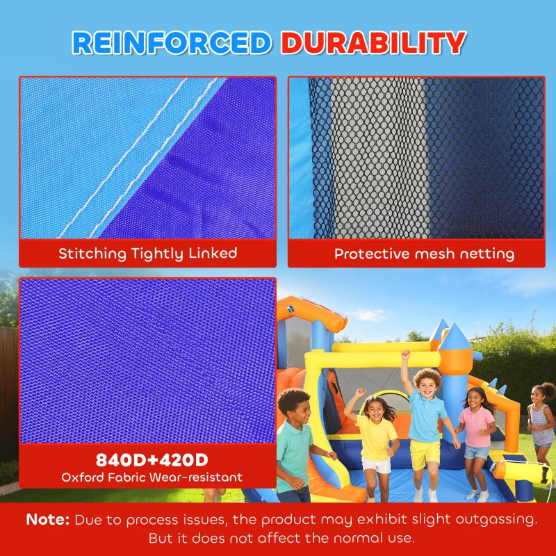 Qaba Bouncy Castle for Kids, Inflatable Bounce House with Slide, Pool (Ball Pit), Climbing Wall and Blower for Indoor Outdoor