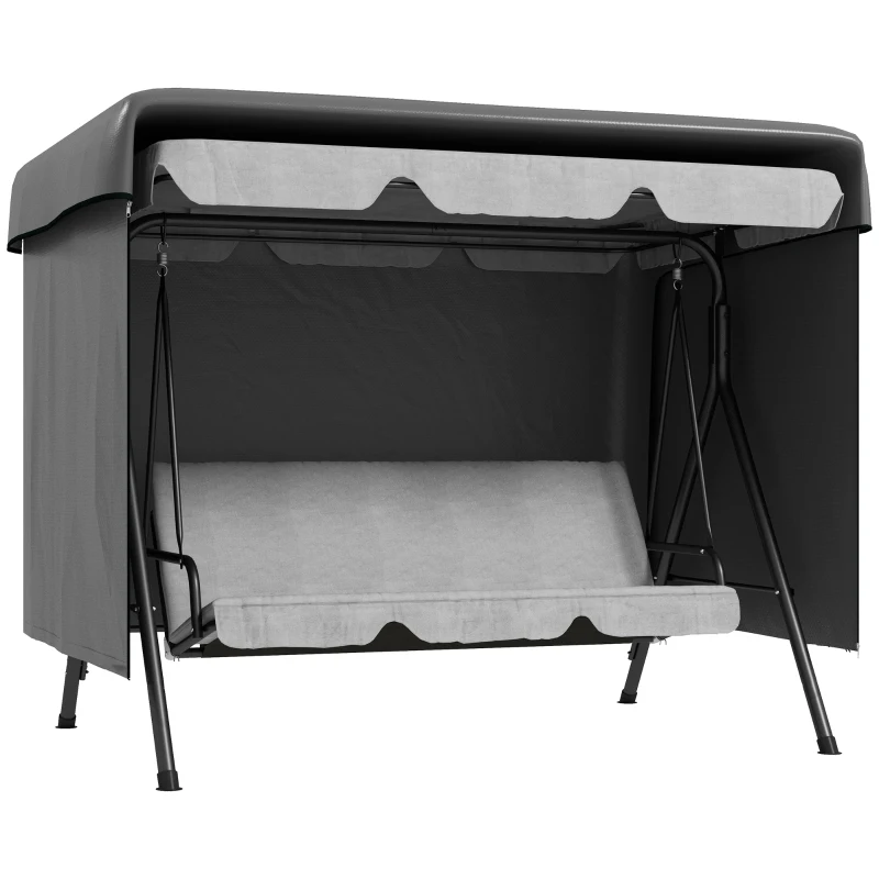 Outsunny 3-Seater Patio Swing Cover, Outdoor Garden Furniture Protection Hammock Glider Cover, Waterproof Dustproof Windproof, 85" x 61" x 59", Dark Grey