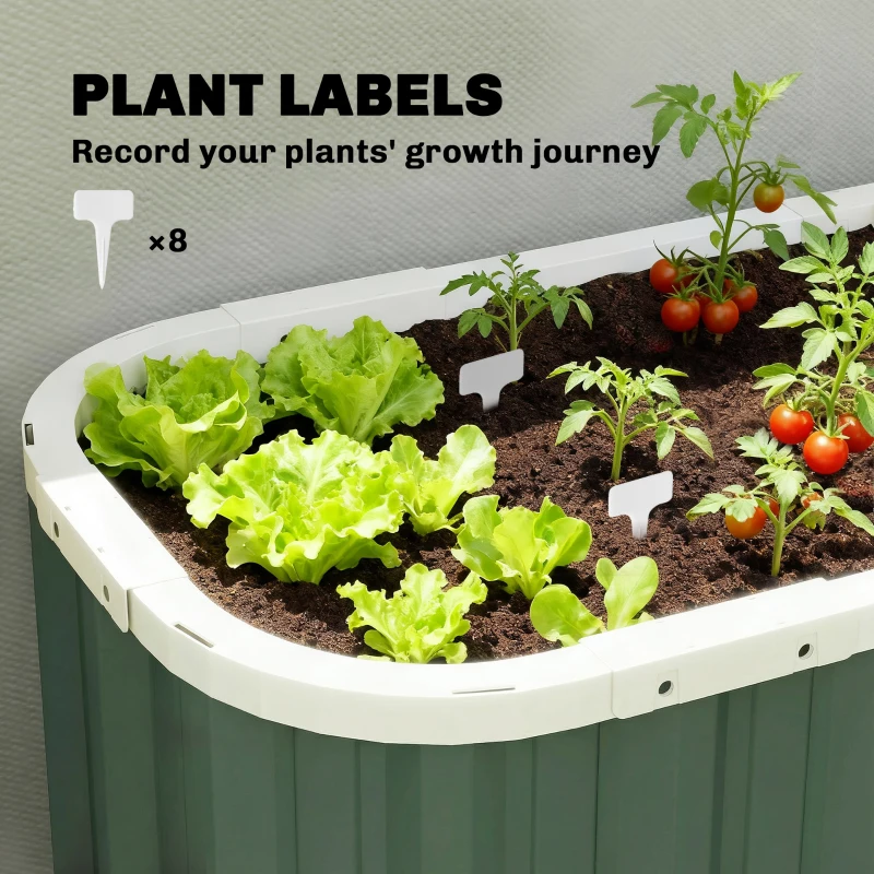 Outsunny Galvanized Raised Garden Bed, Deep Root Planter Box, Outdoor Garden Bed with Plant Labels, 4.5' x 2' x 2', Light Green