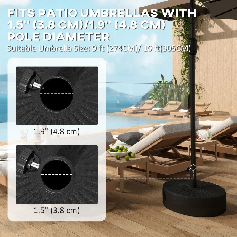 Outsunny Fillable Umbrella Base, 20 inch Water Sand Filled Umbrella Stand, Fit 1.5"/1.9" Umbrella Pole