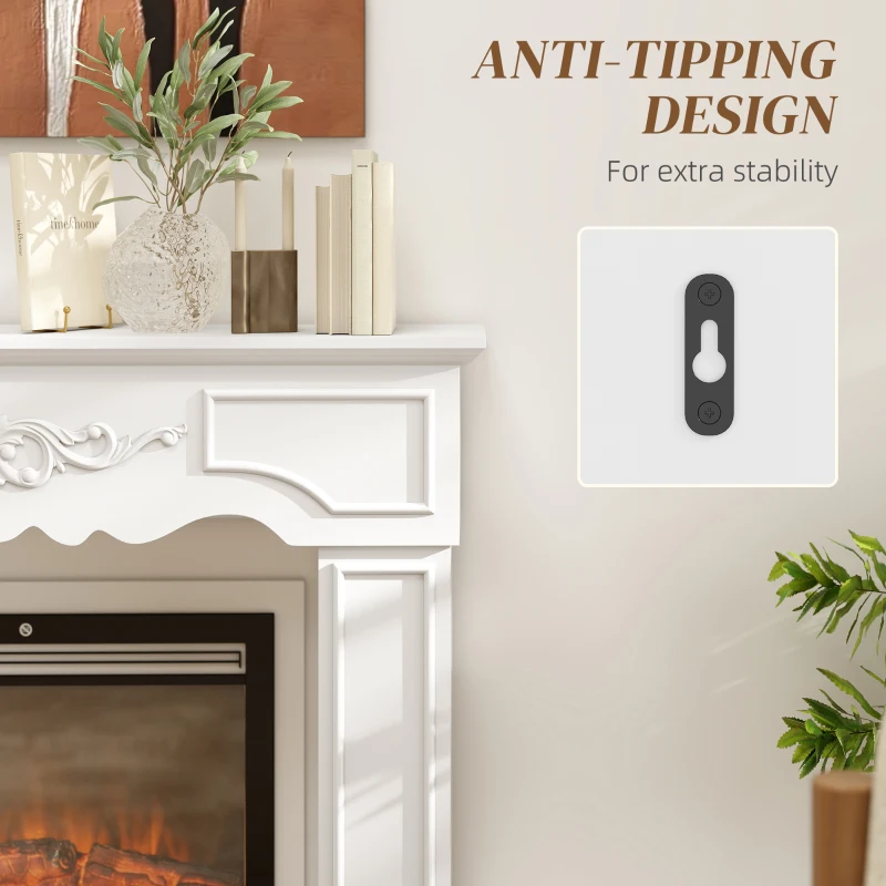 HOMCOM Baroque Fireplace Mantel, Freestanding Fireplace Surround with Leg for Electric Fireplaces, 43.3" W x 39.8" H, White