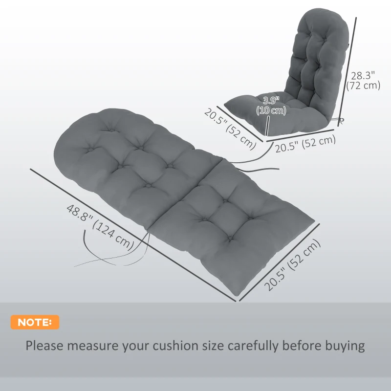 Outsunny Adirondack Chair Cushions Set of 2 with Ties, Grey