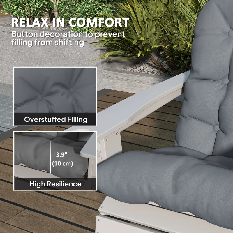 Outsunny Adirondack Chair Cushions Set of 2 with Ties, Grey