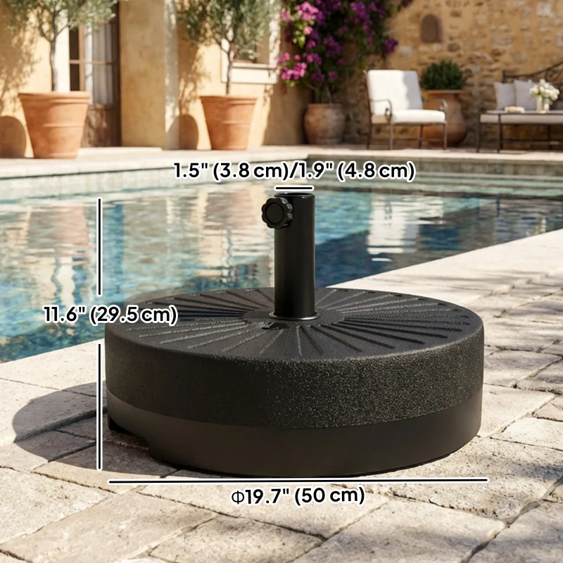Outsunny Fillable Umbrella Base, 20 inch Water Sand Filled Umbrella Stand, Fit 1.5"/1.9" Umbrella Pole