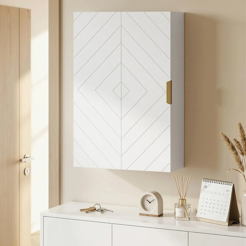 kleankin Bathroom Medicine Cabinet, Modern Wall Cabinet with Adjustable Shelves and Single Door for Laundry Room