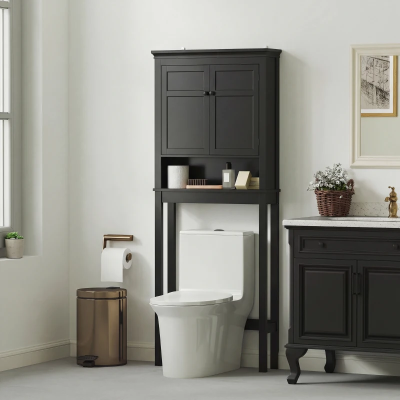HOMCOM 3-Tier Over Toilet Storage Unit Washing Machine Cabinet Dryer Cabinet with Adjustable Shelf for Bathroom, Laundry