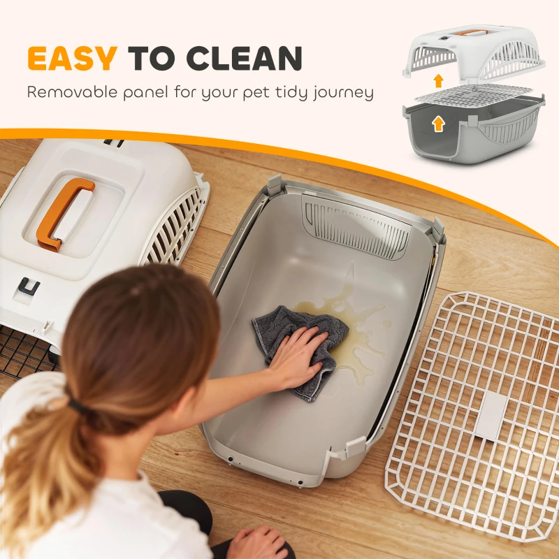 PawHut Airline Approved Pet Carrier for Mini Dogs and Cats with Steel Wire Door, Water Bowl, for Car, Airplane, Outdoor
