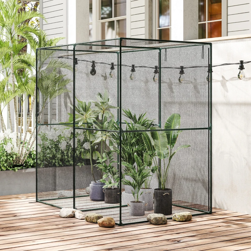 Outsunny 6' x 4' x 6' Crop Cage, Plant Protection Tent with Zippered Doors for Vegetable Garden, Backyard, Black