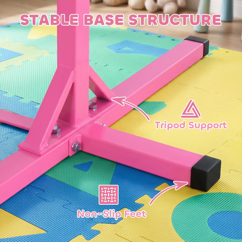 Soozier Gymnastics Bar for Kids, Adjustable Height Kip Bar for Home, Pink