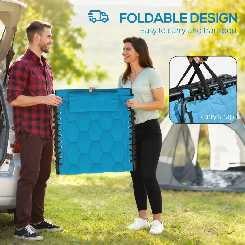 Outsunny Folding Chaise Lounge Set with Reclining Back, 25.6" x 74" x 14.2", Blue