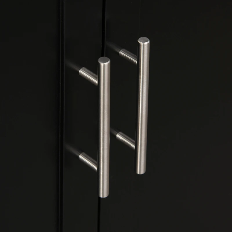 HOMCOM Rolling Kitchen Island Cart with Wood Top, Enough Storage Drawer Space with Towel Bar Rack Shelves, Portable Kitchen Utility Serving Cart Trolley on Wheels, Black