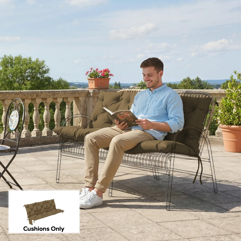Outsunny Bench Cushion Water-Repellent Outdoor Furniture Pad Seater Swing Chair 59.1" x 39.4" Khaki