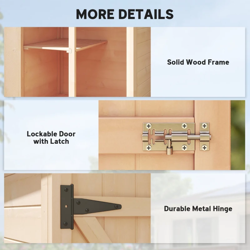Outsunny 29.9"x21.7"x45.3"Garden Storage Shed with Asphalt Roof, Outdoor Storage Cabinet w/ Shelves, Natural
