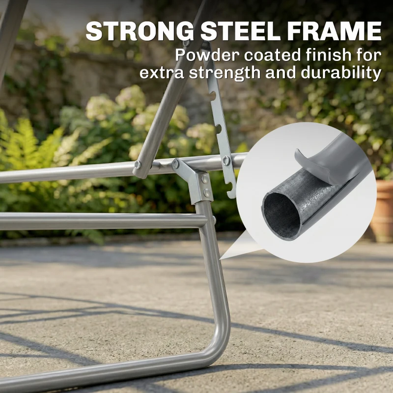 Outsunny Outdoor Lounge Chair, Adjustable Folding Chaise Lounge, Tanning Chair with Sun Shade for Beach, Camping, Hiking, Backyard, Light Grey