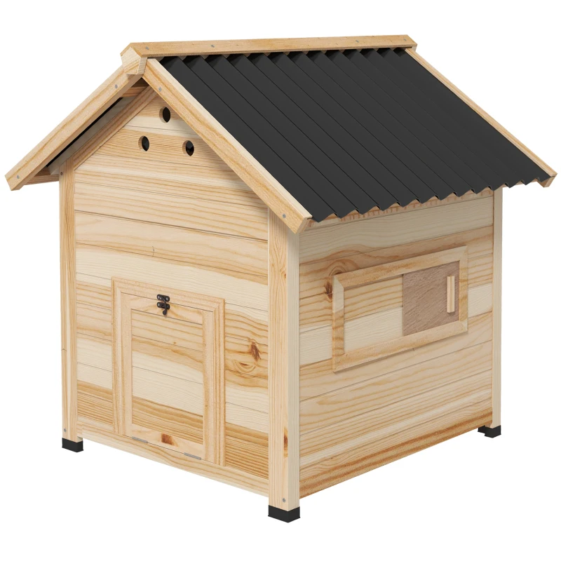 PawHut Duck Coop, Wooden Duck House with Openable Roof & Double Doors, Natural Wood