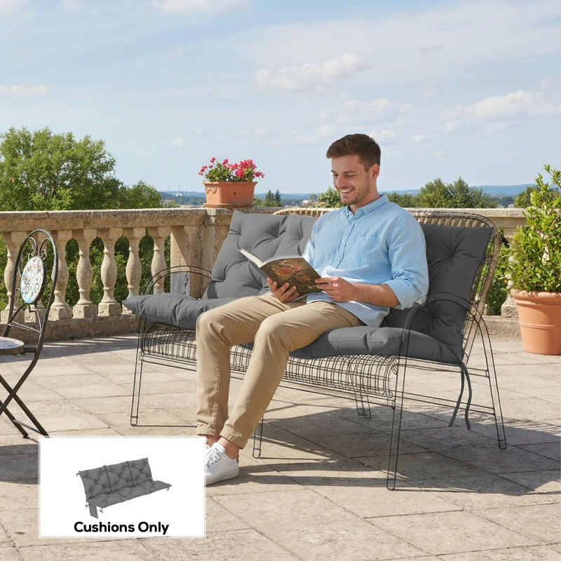 Outsunny Bench Cushion Water-Repellent Outdoor Furniture Pad Seater Swing Chair 59.1" x 39.4" Dark Grey