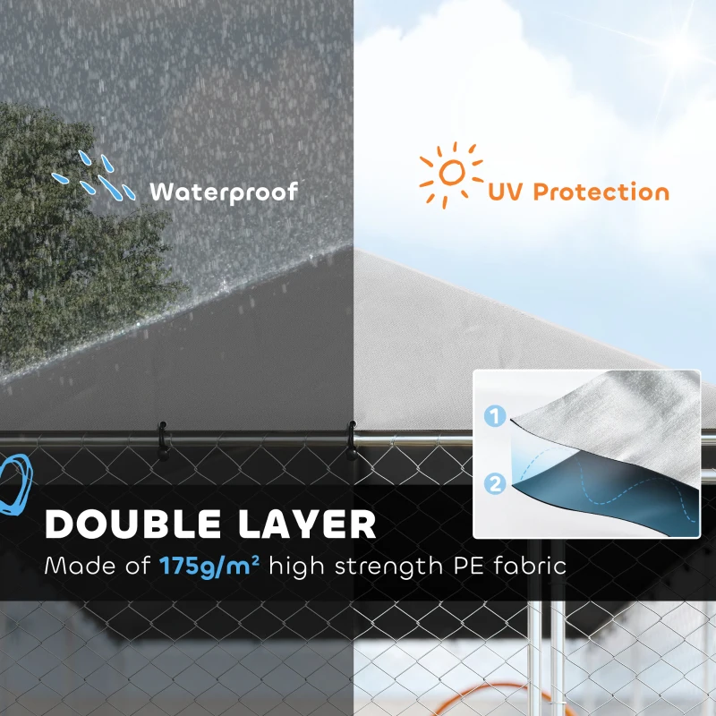 PawHut 20' x 7.5' x 6.5' Dog Kennel Outdoor for Small Medium Large Dogs with Waterproof Roof, Silver