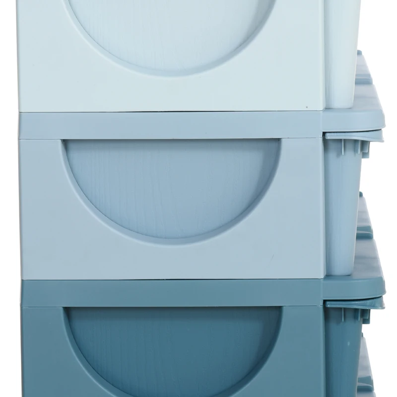 Qaba 3 Tier Kids Toy Organizer and Storage Bins with 6 Plastic Drawers, Blue