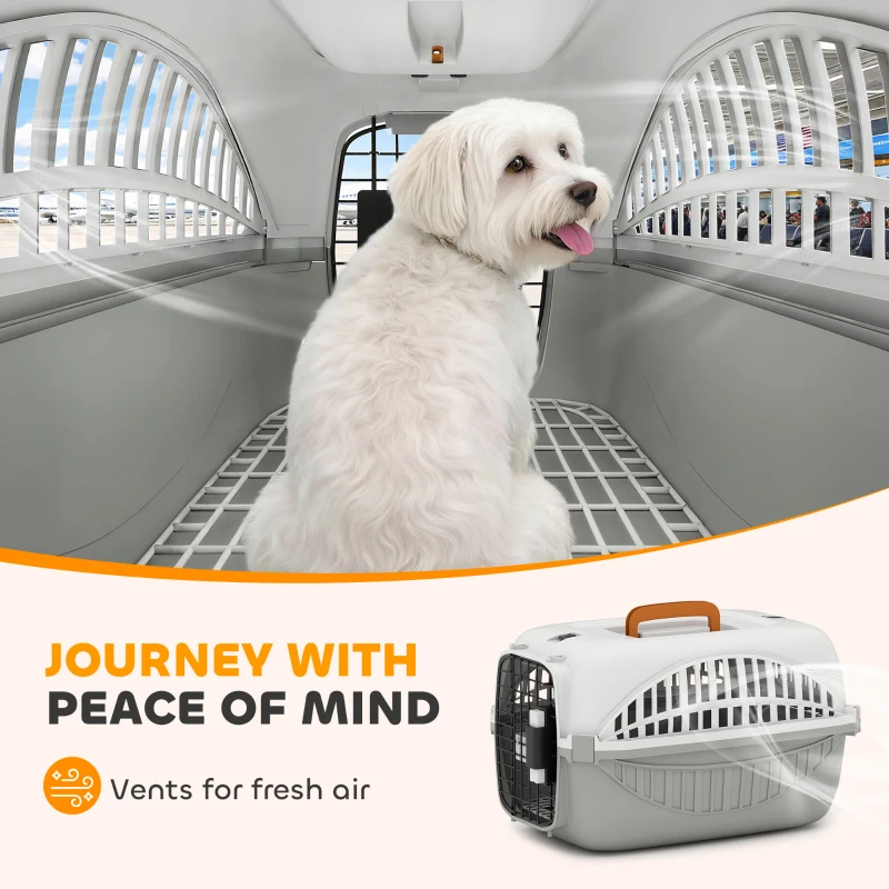 PawHut Airline Approved Pet Carrier for Mini Dogs and Cats with Steel Wire Door, Water Bowl, for Car, Airplane, Outdoor