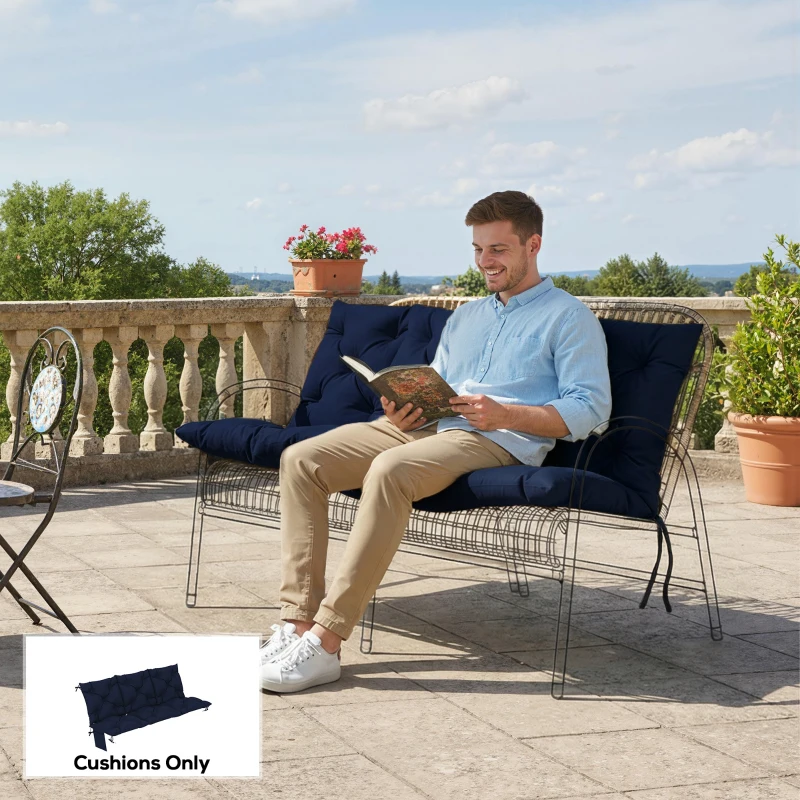 Outsunny Bench Cushion Water-Repellent Outdoor Furniture Pad Seater Swing Chair 59.1" x 39.4" Navy Blue