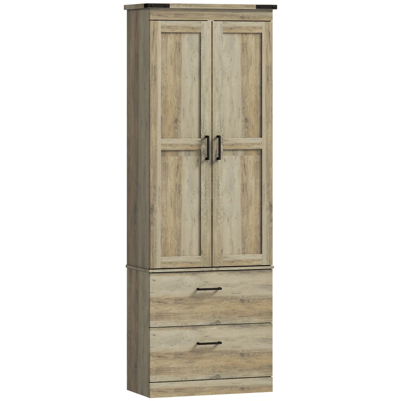 HOMCOM 67" Tall Kitchen Pantry Storage Cabinet, Kitchen Pantry Cabinet with Doors, Drawers and Adjustable Shelves, Light Ivory