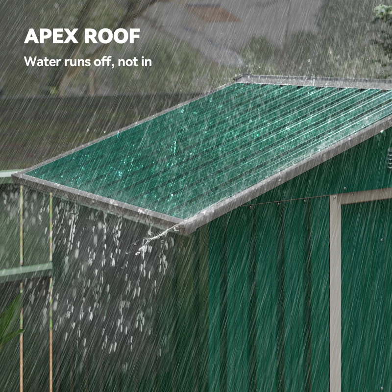 Outsunny 6.5x3.5ft Metal Garden Storage Shed for Outdoor Tool Storage with Double Sliding Doors and Vents, Green